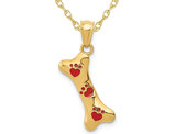 14K Yellow Gold Polished Dog Bone Charm Pendant Necklace with Chain